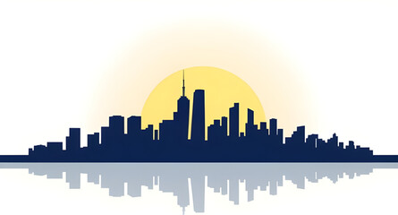 Obraz premium City at sunset, Sunset cityscape, Urban sunset, City skyline at dusk, Sunset skyline, Evening city view, City horizon at sunset, Golden hour city, Sunset over buildings, Downtown sunset, Urban silhoue