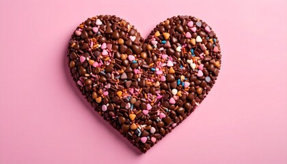 チョコレートとカラースプレーチョコのハート