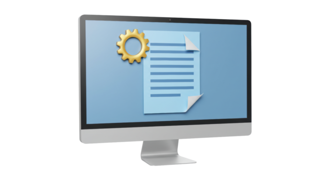 Isolated Computer Screen with File Icon