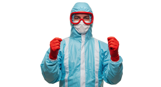 Isolated Man in Hazmat Suit