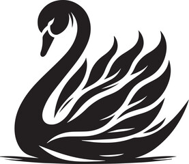 Minimalist Black Swan Silhouette Vector Art – Elegant Curves & Stylized Feathers