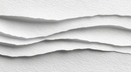 Abstract white paper layers with torn edges.  Intricate paper texture and  overlapping  strata create a  sophisticated  and minimalist design