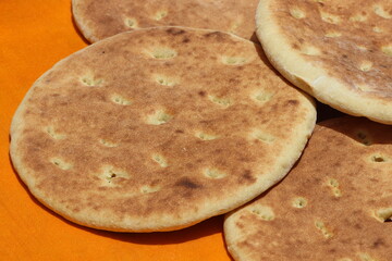 Moroccan Khobz Close Up, Homemade Moroccan Bread