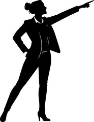 Confident Businesswoman Pointing Forward Silhouette Vector