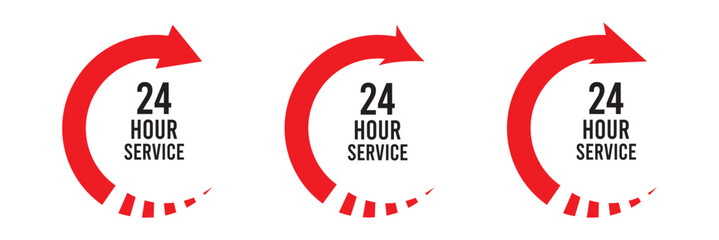 12 hours to 24 hours worksheet. 24 hours clock with arrow icons vector, time, delivery and service icons, 24 hours 7 days icon, 365 days icons flat vector illustration isolated on white background.
