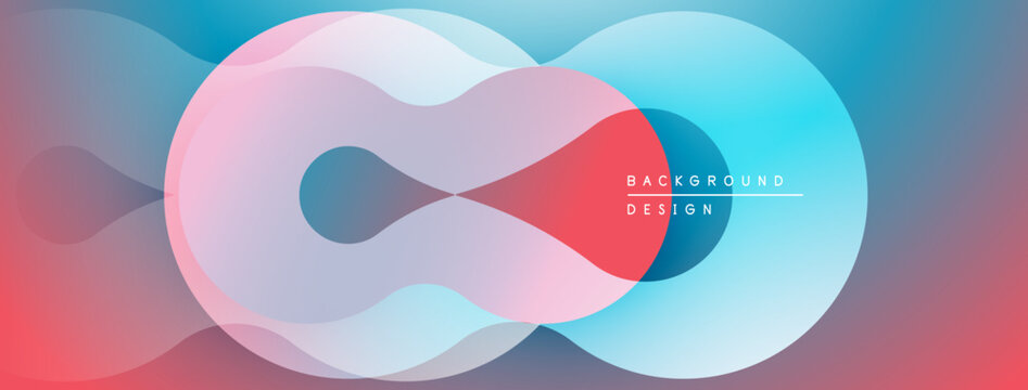 Abstract design features overlapping colorful shapes. Gradient hues create modern visual effect. Soft curves suggest infinity symbol.