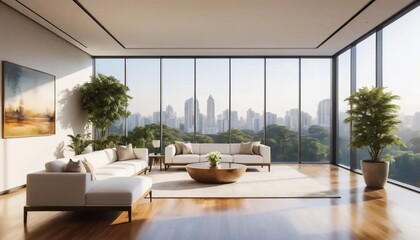 Modern City View Apartment Living Room Interior Design