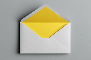 Open white envelope with a vibrant yellow liner