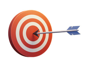 3D Target Arrow Aiming Bullseye Success with Transparent Background