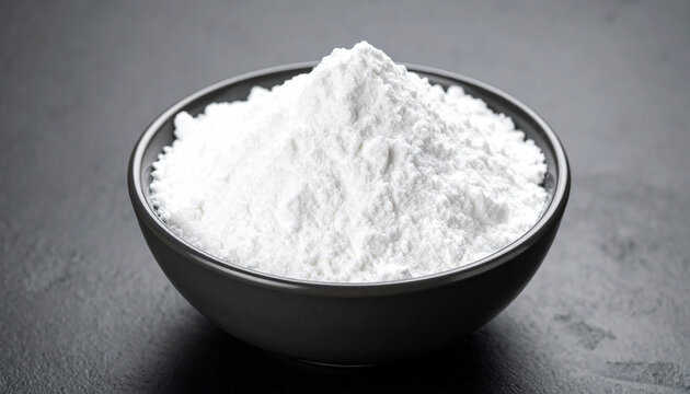 White zinc oxide powder in small bowl. Healthcare and medical supplement product.