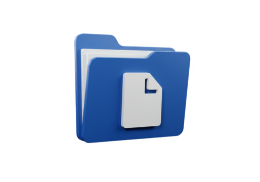Blue File Document Folder Icon Archive in 3d Rendering Illustration