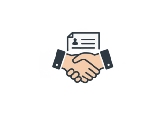 Business Agreement Handshake with Resume Illustration on Transparent BG