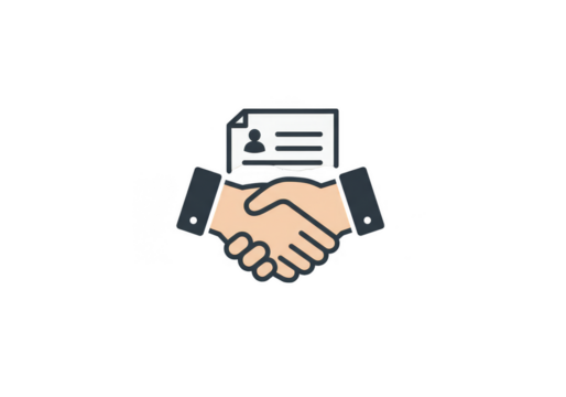 Business Agreement Handshake with Resume Illustration on Transparent BG