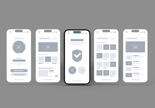 Modern Mobile App Wireframe UI UX Design Template
