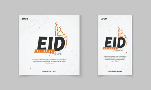 Eid al Adha Islamic festival social media banner and Eid Mubarak post template calligraphy design
