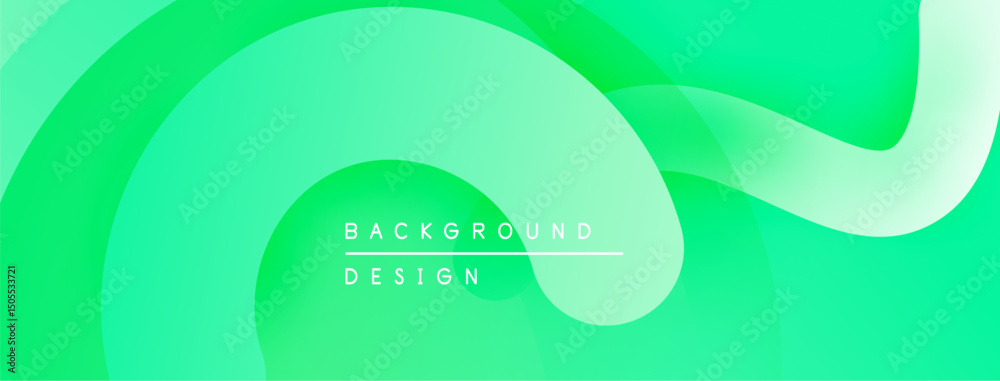 Poster Abstract green background. Smooth flowing shapes create dynamic visual effect. Minimalist design with gradient colors. Modern aesthetic.
