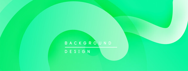Abstract green background. Smooth flowing shapes create dynamic visual effect. Minimalist design with gradient colors. Modern aesthetic.
