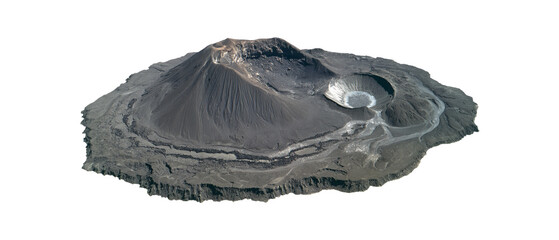Dormant Volcano with Crater Isolated on Transparent Background