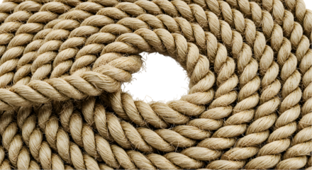 Coiled Rope Texture Isolated On Transparent Background In Brown Color