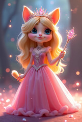 Fototapeta premium little princess with a magic wand