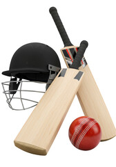 Cricket Equipment Bats Helmet Ball Sport Protective Gear Isolated PNG