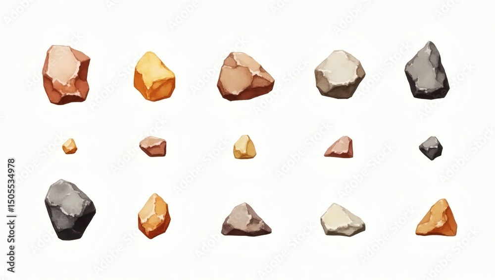 Fototapete a variety of stones with unique shapes and textures. displaying a collection of naturally formed roc