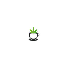 Weed on a cup logo icon flat vector design