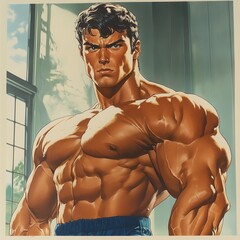 Bodybuilder with biceps, concept art