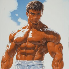 Bodybuilder with biceps, concept art