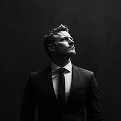 a white silhouette of a project manager or leader with a black ground 