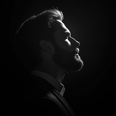 a white silhouette of a project manager or leader with a black ground 