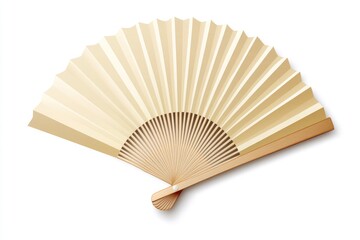 Light beige paper fan with wooden handle