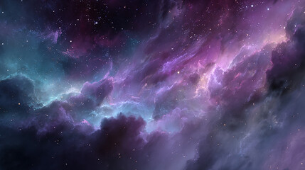 Fototapeta premium A vibrant nebula with cosmic clouds and stars, creating a beautiful, ethereal, and mystical space scene