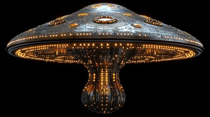 Futuristic mushroom shaped spaceship