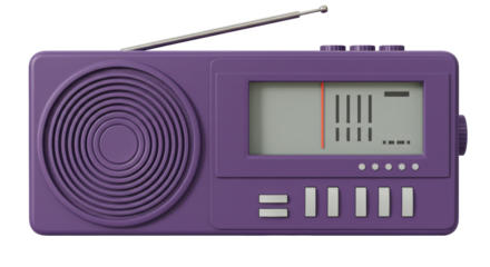 Isolated purple radio with antenna
