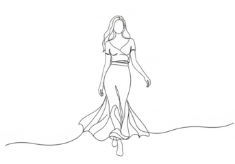 Elegant Silhouette of Woman in White Gown Fashion Transparent PNG