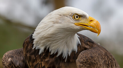 Close-up view of a Bald eagle (Haliaeetus leucocephalus) 