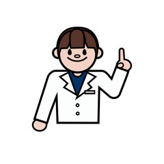 Doctor, Pharmacist, nurse, healthcare worker character with white lab coat. Flat Cartoon Vector Illustration