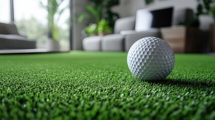 Golf ball on indoor artificial turf