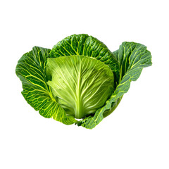 Fototapeta premium Crisp green cabbage with texture isolated on white background, commercial food photo