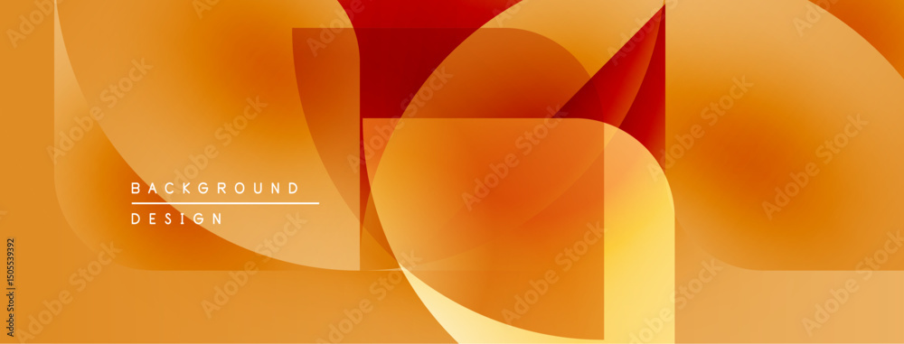 Poster Abstract orange design features overlapping rounded squares. Warm color palette creates modern visual effect. Simple, elegant composition.