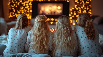 Holiday gathering friends watching tv