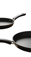 Frying Pans Isolated on Transparent Background Realistic Photo