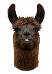 Fototapeta premium Funny Cute Alpaca Head Portrait Animal Isolated Transparent Background