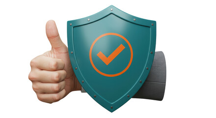 Isolated Shield with Thumbs Up
