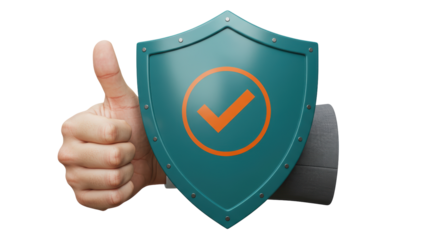 Isolated Shield with Thumbs Up