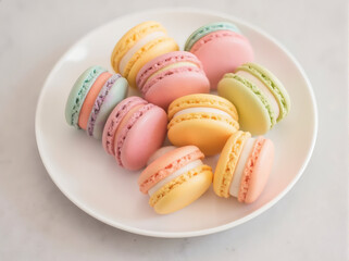 Colorful Macarons on White Plate