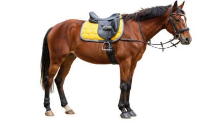 Isolated Horse with Saddle