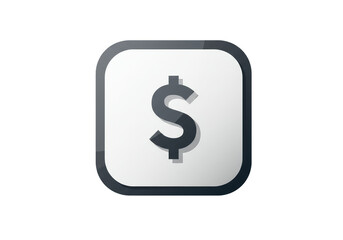 Obraz premium Gray Dollar Sign on White Square Icon Business Finance Graphic