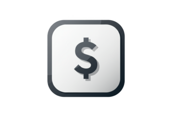 Gray Dollar Sign on White Square Icon Business Finance Graphic